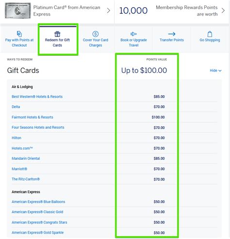 american express point redemption catalog.